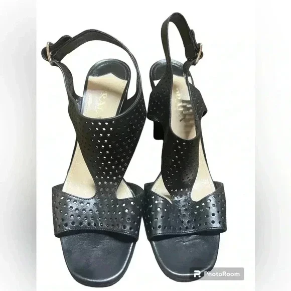 Prada Perforated T-Strap Sandal, Nero‎ Sz 40.5 US 10.5 - Picture 3 of 14